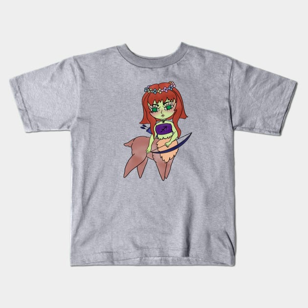 Zodiac Sagittarius Girl Kids T-Shirt by Spacey Sketches